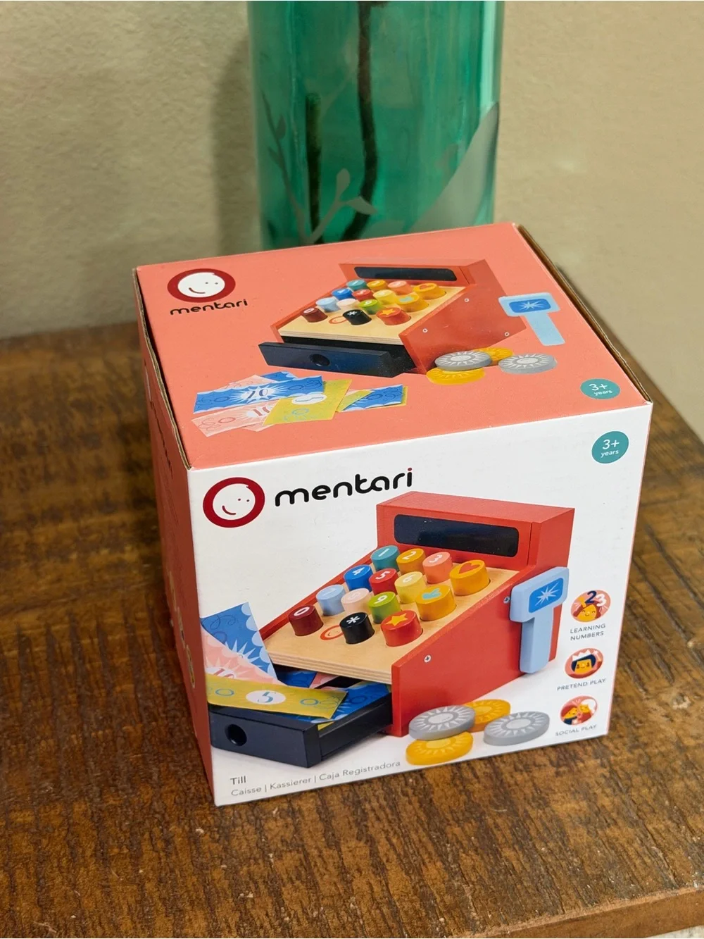 Mentari Wooden Toy Cash Register for Kids, new!